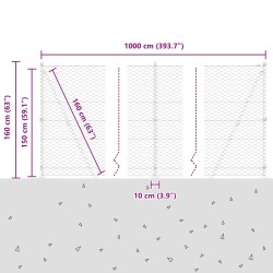 Clôture hexagonale avec base en béton 10 x 1,5 m Argenté Maille 635855635855