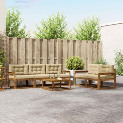 Ensemble de canapés d'extérieur 6 pcs Naturel et Beige 635856635856