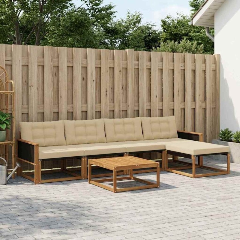 Ensemble de canapés d'extérieur 6 pcs Naturel et Beige 635857635857