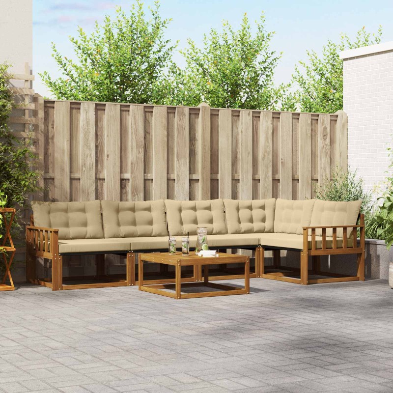 Ensemble de canapés d'extérieur 6 pcs Naturel et Beige 635858635858