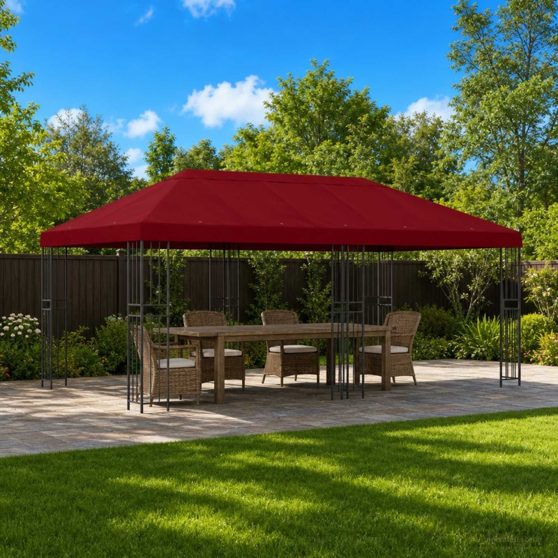 Gazebo avec murs latéraux 6 x 3 m Bordeaux Polyester et Acier 635865635865