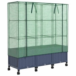 Jardinière de jardin avec couverture de serre et roues 3 pc PP 635870635870