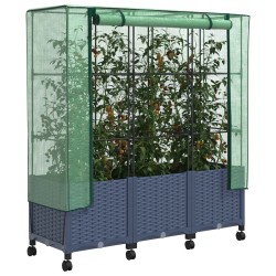Jardinière de jardin avec couverture de serre et roues 3 pc PP 635870635870