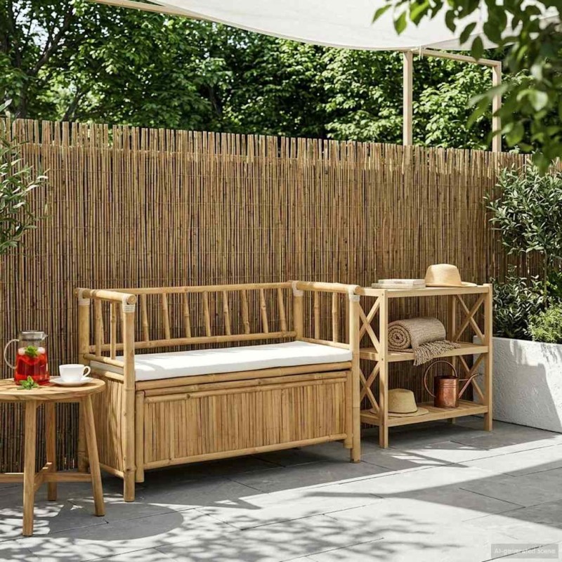 Banc de Rangement de Jardin 110 x 47 x 80 cm Bambou Naturel 635873635873