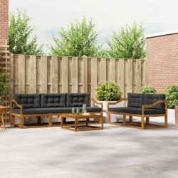 Ensemble de canapés d'extérieur 6 pcs Naturel et Anthracite 635879635879