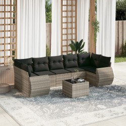 Salon de jardin 8 pcs avec coussins gris clair résine tressée 635880635880