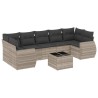 Salon de jardin 8 pcs avec coussins gris clair résine tressée 635880635880
