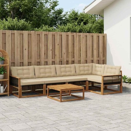 Ensemble de canapés d'extérieur 6 pcs Naturel et Beige 635882635882