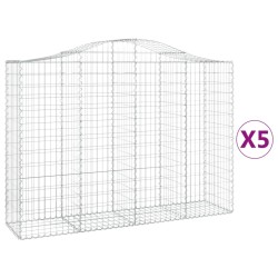 Paniers à gabions arqués 5 pcs 200x50x140/160 cm Fer galvanisé 635892635892
