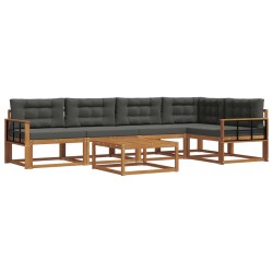 Ensemble de canapés d'extérieur 6 pcs Naturel et Anthracite 635894635894