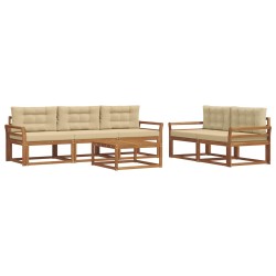 Ensemble de canapés d'extérieur 6 pcs Naturel et Beige 635896635896