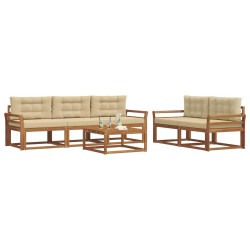 Ensemble de canapés d'extérieur 6 pcs Naturel et Beige 635896635896