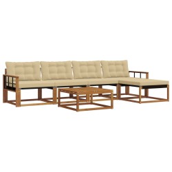 Ensemble de canapés d'extérieur 6 pcs Naturel et Beige 635907635907