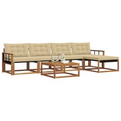 Ensemble de canapés d'extérieur 6 pcs Naturel et Beige 635907635907