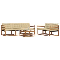 Ensemble de canapés d'extérieur 6 pcs Naturel et Beige 635908635908