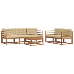Ensemble de canapés d'extérieur 6 pcs Naturel et Beige 635909635909