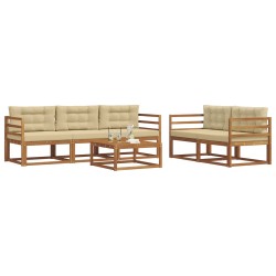 Ensemble de canapés d'extérieur 6 pcs Naturel et Beige 635909635909