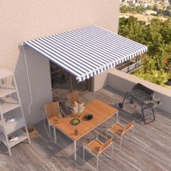 Auvent rétractable automatique 450x350 cm Bleu et blanc 635910635910