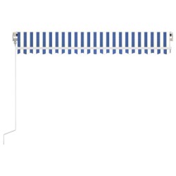 Auvent rétractable automatique 450x350 cm Bleu et blanc 635910635910