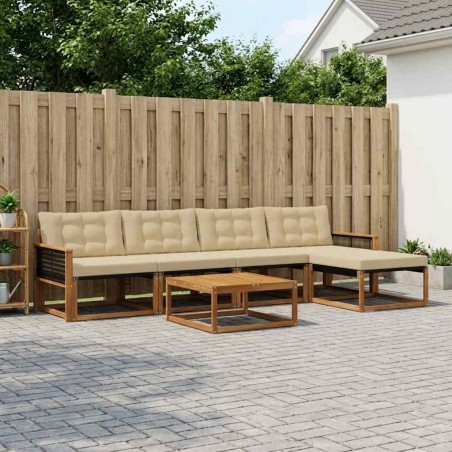 Ensemble de canapés d'extérieur 6 pcs Naturel et Beige 635912635912