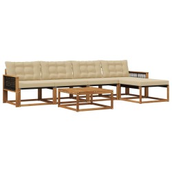 Ensemble de canapés d'extérieur 6 pcs Naturel et Beige 635912635912