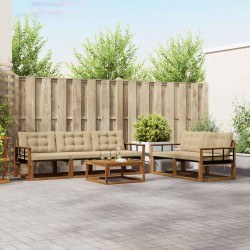 Ensemble de canapés d'extérieur 6 pcs Naturel et Beige 635913635913