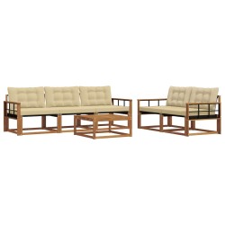 Ensemble de canapés d'extérieur 6 pcs Naturel et Beige 635913635913