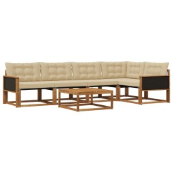 Ensemble de canapés d'extérieur 6 pcs Naturel et Beige 635917635917
