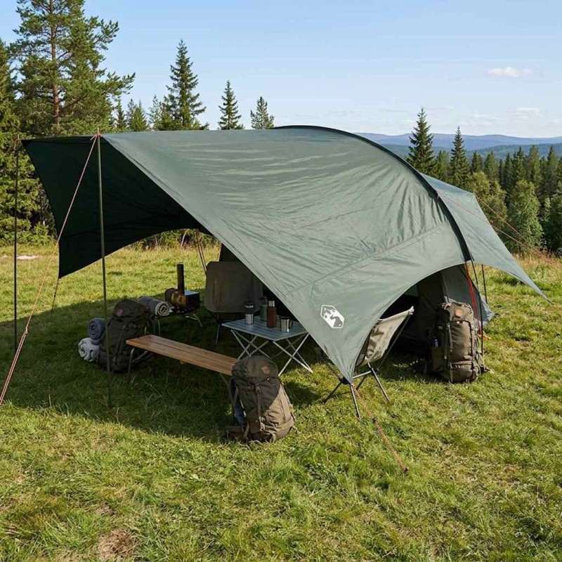 Tarp de camping résistant à l'eau Vert armée 695 x 580 x 200 cm 635922635922