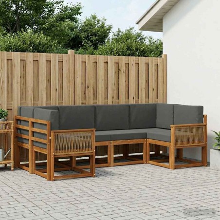 Ensemble de canapés d'extérieur 6 pcs Naturel et Anthracite 635926635926