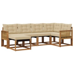 Ensemble de canapés d'extérieur 6 pcs Naturel et Beige 635928635928