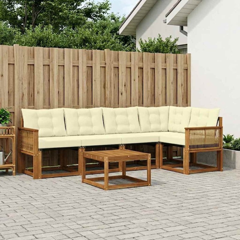Ensemble de canapés d'extérieur 6 pcs Naturel et Crème 635932635932