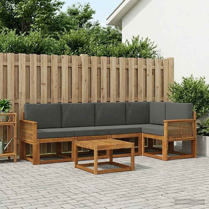 Ensemble de canapés d'extérieur 6 pcs Naturel et Anthracite 635935635935
