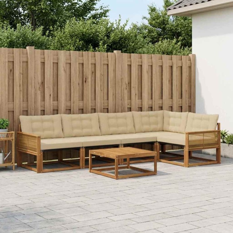 Ensemble de canapés d'extérieur 6 pcs Naturel et Beige 635937635937