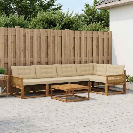 Ensemble de canapés d'extérieur 6 pcs Naturel et Beige 635937635937
