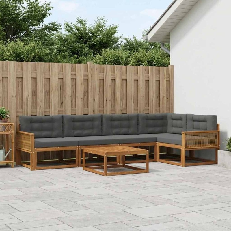 Ensemble de canapés d'extérieur 6 pcs Naturel et Anthracite 635938635938