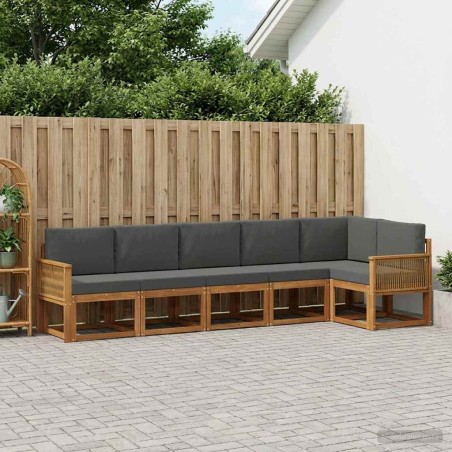 Ensemble de canapés d'extérieur 6 pcs Naturel et Anthracite 635948635948