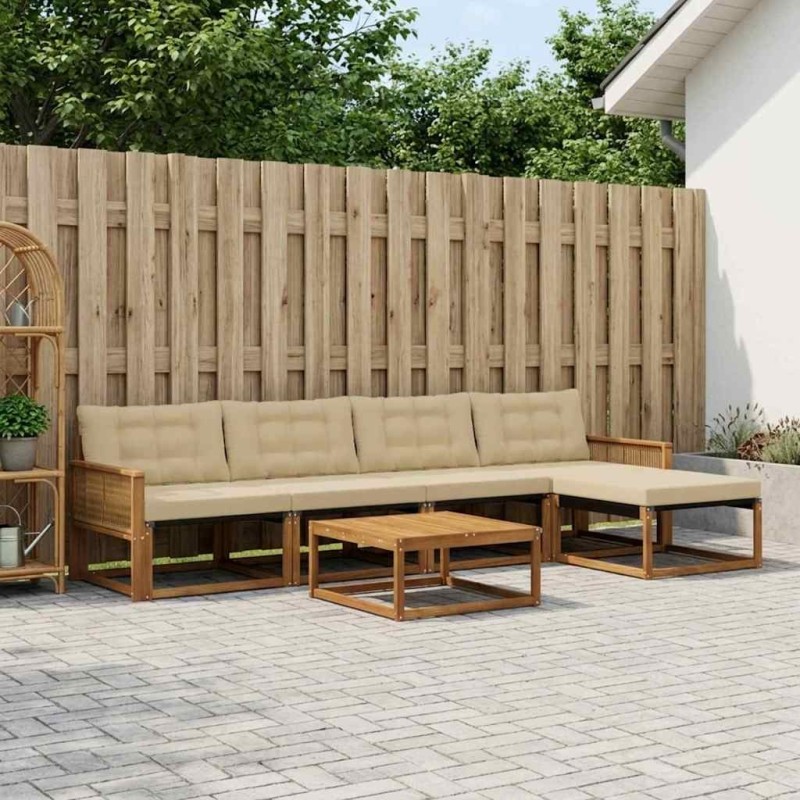 Ensemble de canapés d'extérieur 6 pcs Naturel et Beige 635949635949