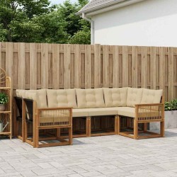 Ensemble de canapés d'extérieur 6 pcs Naturel et Beige 635950635950