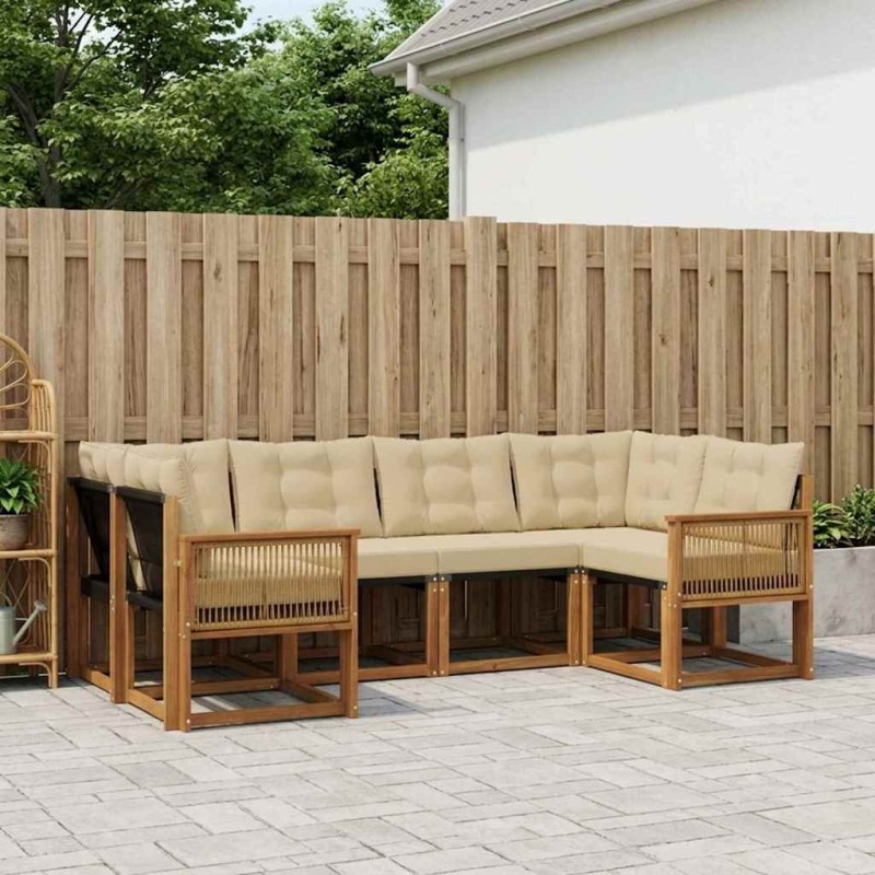 Ensemble de canapés d'extérieur 6 pcs Naturel et Beige 635950635950