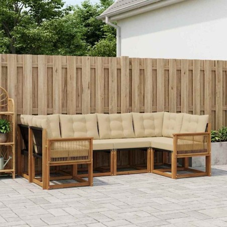 Ensemble de canapés d'extérieur 6 pcs Naturel et Beige 635950635950