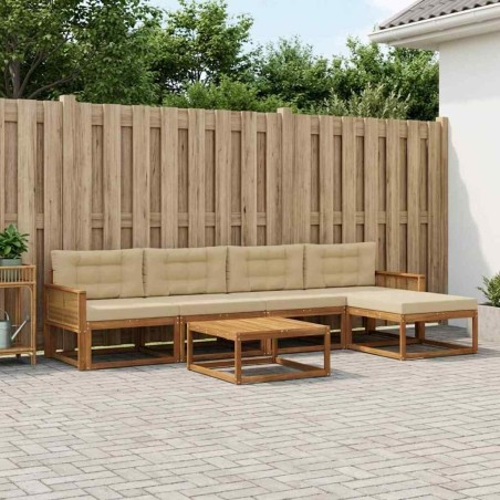 Ensemble de canapés d'extérieur 6 pcs Naturel et Beige 635966635966