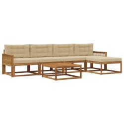 Ensemble de canapés d'extérieur 6 pcs Naturel et Beige 635966635966