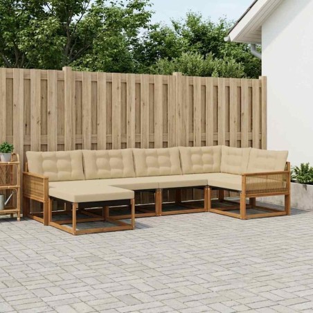 Ensemble de canapés d'extérieur 6 pcs Naturel et Beige 635967635967