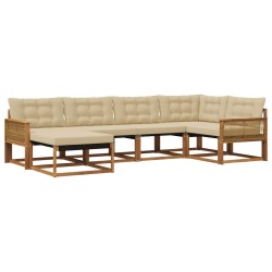 Ensemble de canapés d'extérieur 6 pcs Naturel et Beige 635967635967