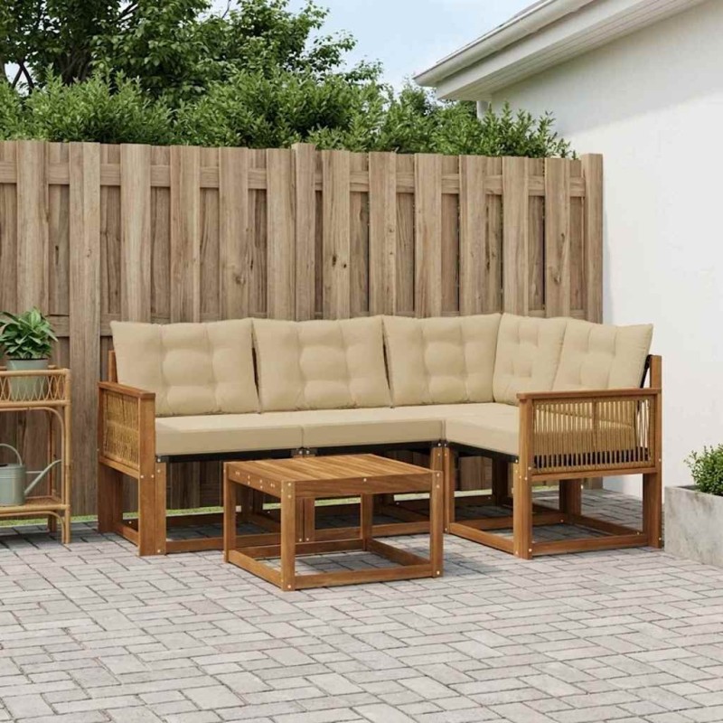 Ensemble de canapés d'extérieur 5 pcs Naturel et Beige 635979635979