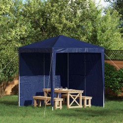 Mur de tente de fête 2 pcs Bleu 200 x 195 cm PE et acier 635981635981