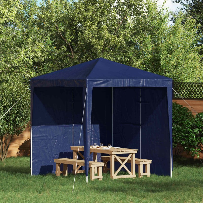 Mur de tente de fête 2 pcs Bleu 200 x 195 cm PE et acier 635981635981