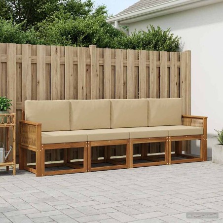 Ensemble de canapés d'extérieur 5 pcs Naturel et Beige 635982635982