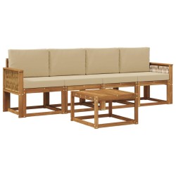 Ensemble de canapés d'extérieur 5 pcs Naturel et Beige 635982635982